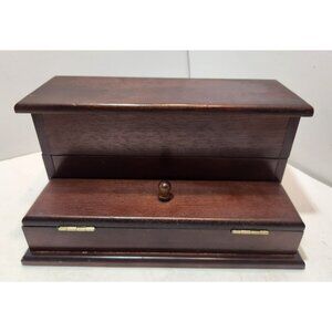 Vtg Bombay Company Wooden Mens Valet Tray Letter Organizer Trinket Jewelry Box